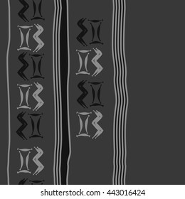 Seamless vertical  pattern of zodiac signs, doodles,  object, gemini,aquarius, stripes, spot, copy space. Hand drawn.