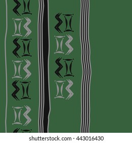 Seamless vertical  pattern of zodiac signs, doodles,  object, gemini,aquarius, stripes, spot, copy space. Hand drawn.