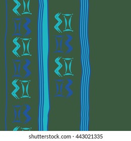 Seamless vertical  pattern of zodiac signs, doodles,  object, gemini,aquarius, stripes, spot, copy space. Hand drawn.