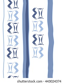 Seamless vertical  pattern of zodiac signs, doodles,  object, gemini,aquarius, stripes, spot, copy space. Hand drawn.