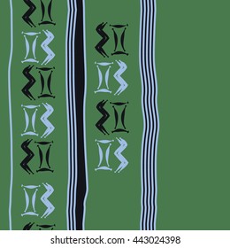 Seamless vertical  pattern of zodiac signs, doodles,  object, gemini,aquarius, stripes, spot, copy space. Hand drawn.