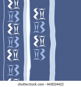 Seamless vertical  pattern of zodiac signs, doodles,  object, gemini,aquarius, stripes, spot, copy space. Hand drawn.