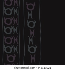 Seamless vertical  pattern of zodiac signs, doodles,  object, taurus,pisces, stripe, copy space. Hand drawn.