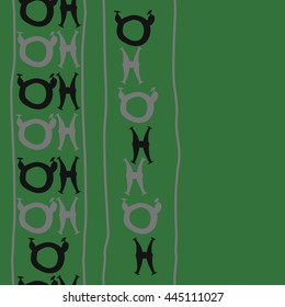 Seamless vertical  pattern of zodiac signs, doodles,  object, taurus,pisces, stripe, copy space. Hand drawn.