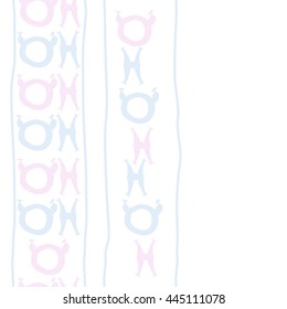 Seamless vertical  pattern of zodiac signs, doodles,  object, taurus,pisces, stripe, copy space. Hand drawn.