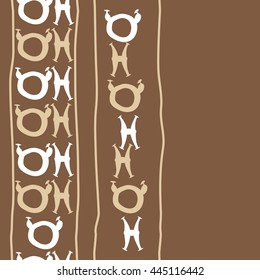 Seamless vertical  pattern of zodiac signs, doodles,  object, taurus,pisces, stripe, copy space. Hand drawn.