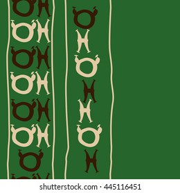 Seamless vertical  pattern of zodiac signs, doodles,  object, taurus,pisces, stripe, copy space. Hand drawn.