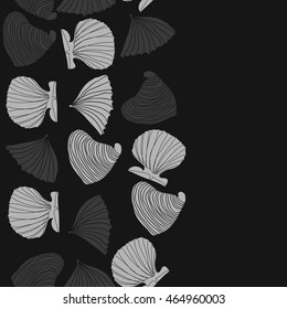 Seamless vertical sea pattern,  hole,  spots,shells, doodles . Hand drawn.