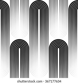Seamless Vertical Stripe and Ellipse Pattern. Vector Disco Background