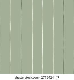 Seamless vertical stripe pattern with delicate hand drawn lines in soft sage tones, perfect for curtains, bedding and light home textiles