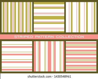 Seamless Vertical Stripe Pattern Set. Vector Colorful Backgrounds.