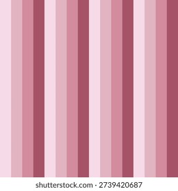 A seamless vertical stripe pattern in soft pink and dusty rose tones, including blush, pastel pink, mauve, rose, and muted burgundy. Clean repeating background suitable for wallpapers, textile and fabric prints, gift wrap, stationery, packaging, web design, branding, and feminine decorative projects.