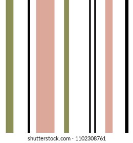 Seamless Vertical Stripe Pattern. Vector Black, Pink And Green Background.