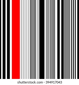Seamless Vertical Stripe Pattern. Vector Red Background. White Minimal Wallpaper. Wrapping Paper Pattern