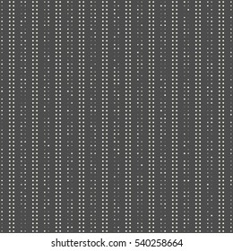 Seamless Vertical Stripe Pattern. Vector Pixel Background. Abstract Chaotic Dots Texture. Minimal Black and White Cryptography Graphic Design
