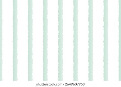 Padrão de vetor de faixa vertical sem costura em verde pastel macio. Estilo desenhado à mão com linhas texturizadas. Ideal para impressões de tecido, envoltório de presente, embalagem e fundos.