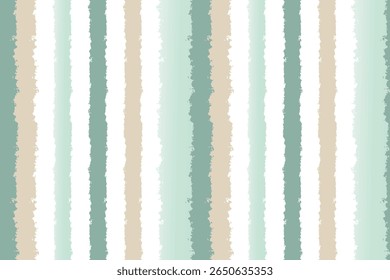 Padrão de vetor de faixa vertical uniforme em estilo pastel verde desenhado à mão. Perfeito para tecido, embrulho de presente, embalagem e design de fundo.