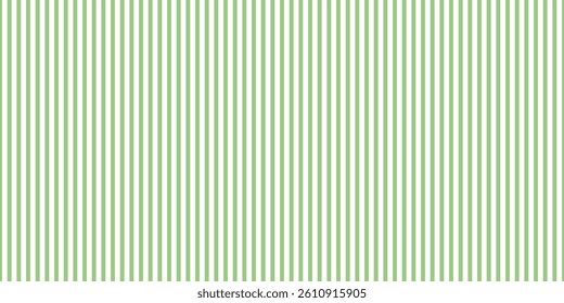 Seamless vertical striped pattern with soft green and white lines. Simple and clean design perfect for spring-themed projects, fabric, wrapping paper, backgrounds, packaging, and textile prints.