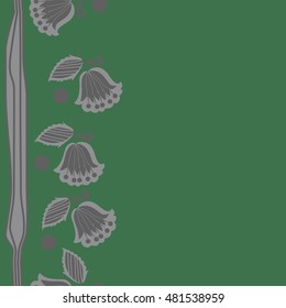 Seamless vertical striped pattern of  stylized  branches. Hand drawn.