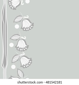 Seamless vertical striped pattern of  stylized  branches. Hand drawn.