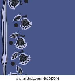 Seamless vertical striped pattern of  stylized  branches. Hand drawn.