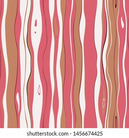 Seamless vertical striped pattern. Vertical thin and wide wavy lines. Abstract wood material or rain theme texture. Red, orange, white colored background. Vector