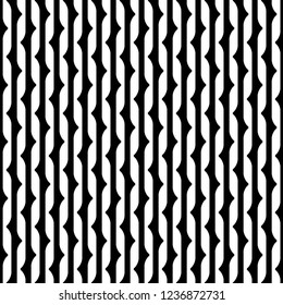Seamless vertical stripes cuts outs pattern vector. Design curve white on black background. Design print for textile, fashion, fabric, texture, wallpaper, background. Set 1
