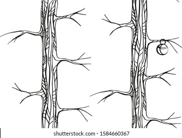 Seamless vertical trees with lamp on the branch