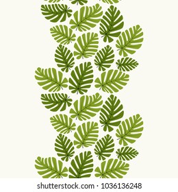 Seamless vertical tropical pattern. Floral ornament.