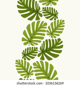 Seamless vertical tropical pattern. Floral ornament.