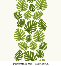Seamless vertical tropical pattern. Floral ornament.