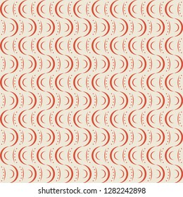 Seamless vertical wave pattern vector. Abstract design dots and arc light red on rose gold background. Design print for textile, fashion, wallpaper, background. Set 7