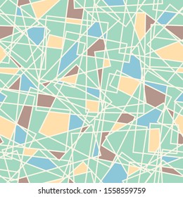 A seamless vetor pattern with abstract color blocking in pastel colors. Unisex geometric surface print design.