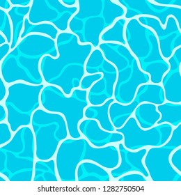 Seamless vibrant blue water surface texture with sun reflections. Vector illustration.