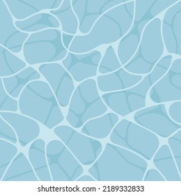 Seamless vibrant blue water surface texture with sun reflections. Vector illustration.