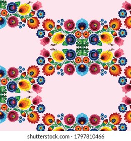 Un patrón floral vibrante sin fisuras, con una variedad de tamaños, formas y colores de flores en un fondo rosa rubor. Idóneo para las niñas, ropa, textiles, papel pintado, fondo, moda, etc.