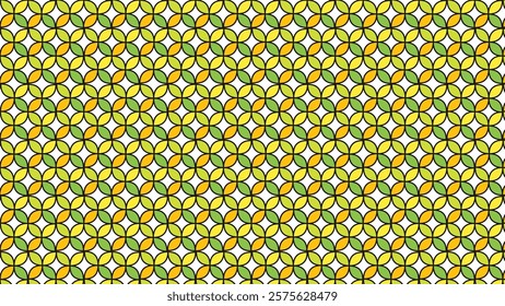 Seamless Vibrant Geometric Pattern with Circular Symmetry in Yellow and Green Hues