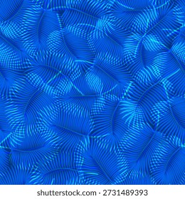 A seamless, vibrant pattern of stylized palm leaves in glowing neon colors. This retro design captures the iconic 80s pop art aesthetic, perfect for bold, geometric backgrounds.