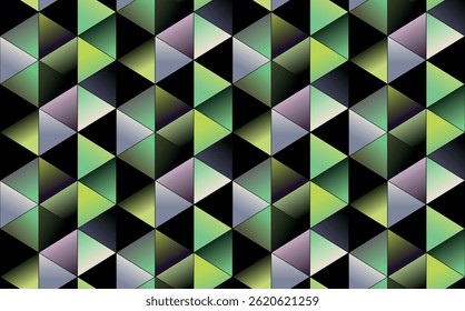 Padrão de triângulo vibrante contínuo com cores de gradiente verde-limão