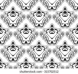Seamless victorian art pattern on white