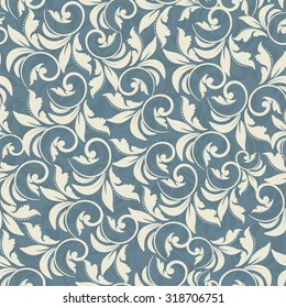 seamless Victorian pattern in blue and beige