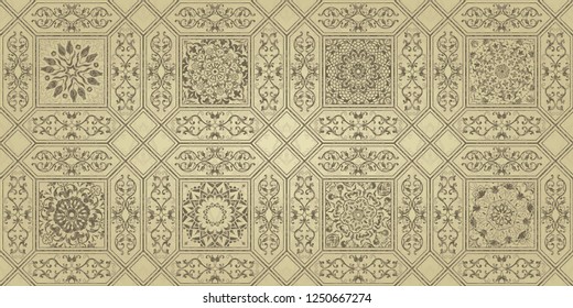 Seamless Victorian pattern. Floral Tile in turkish style. Hand drawn floral background. Vintage Wallpaper in damask style. Islam, Arabic, Indian, Ottoman motif. Seamless Patchwork. Vector illustration