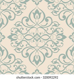 seamless victorian pattern in green and beige. Tile