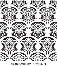 Seamless victorian pattern on white