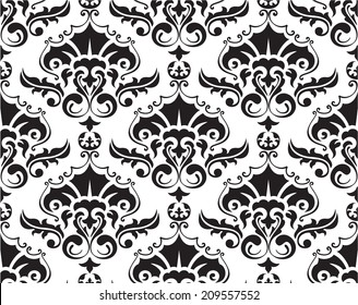 Seamless victorian pattern on white