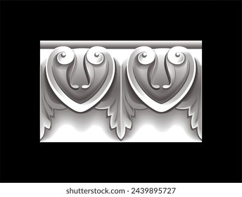 seamless Victorian period frame, monochrome vector pattern