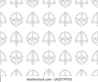 Seamless viking pattern with shields, swords and combat helmets on white background. Can be used for graphic design, textile design or web design.