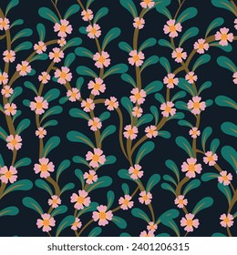 Patrón floral de vid sin soldadura en vectores para fondo, papel de pared, baldosas, tela, envoltura, etc.