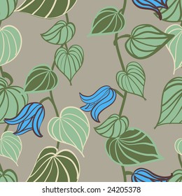 seamless vine leaf and flowers pattern
