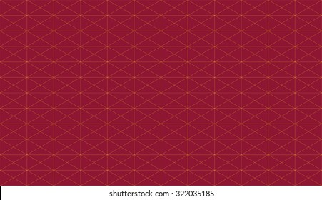 Seamless vinous red and yellow slim isometric rectangular grid pattern vector